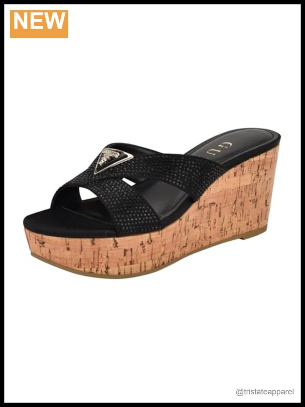 Wedge Sandals Rhinestone Straps Cork Platform